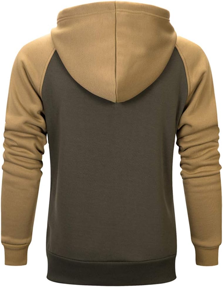 MANLUODANNI Men's Pullover Hoodies Hooded Sweatshirt Patchwork Top Casual Hoody with Kangaroo Pocket