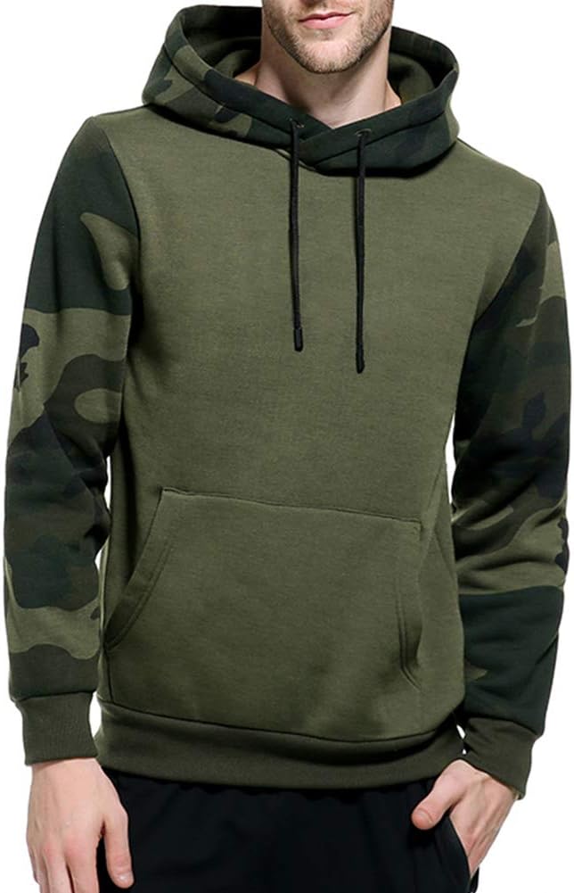 MANLUODANNI Men's Pullover Fleece Sweatshirt Camouflage Hoodies
