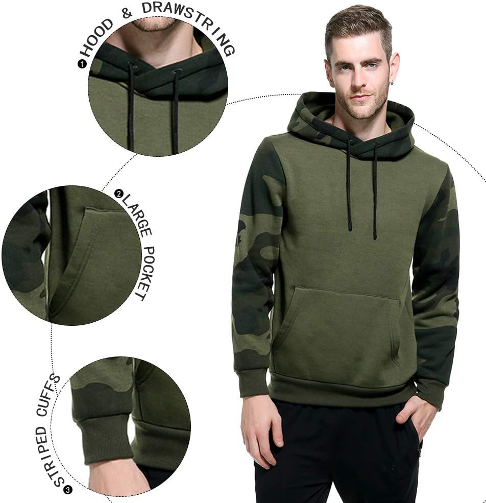 MANLUODANNI Men's Pullover Fleece Sweatshirt Camouflage Hoodies