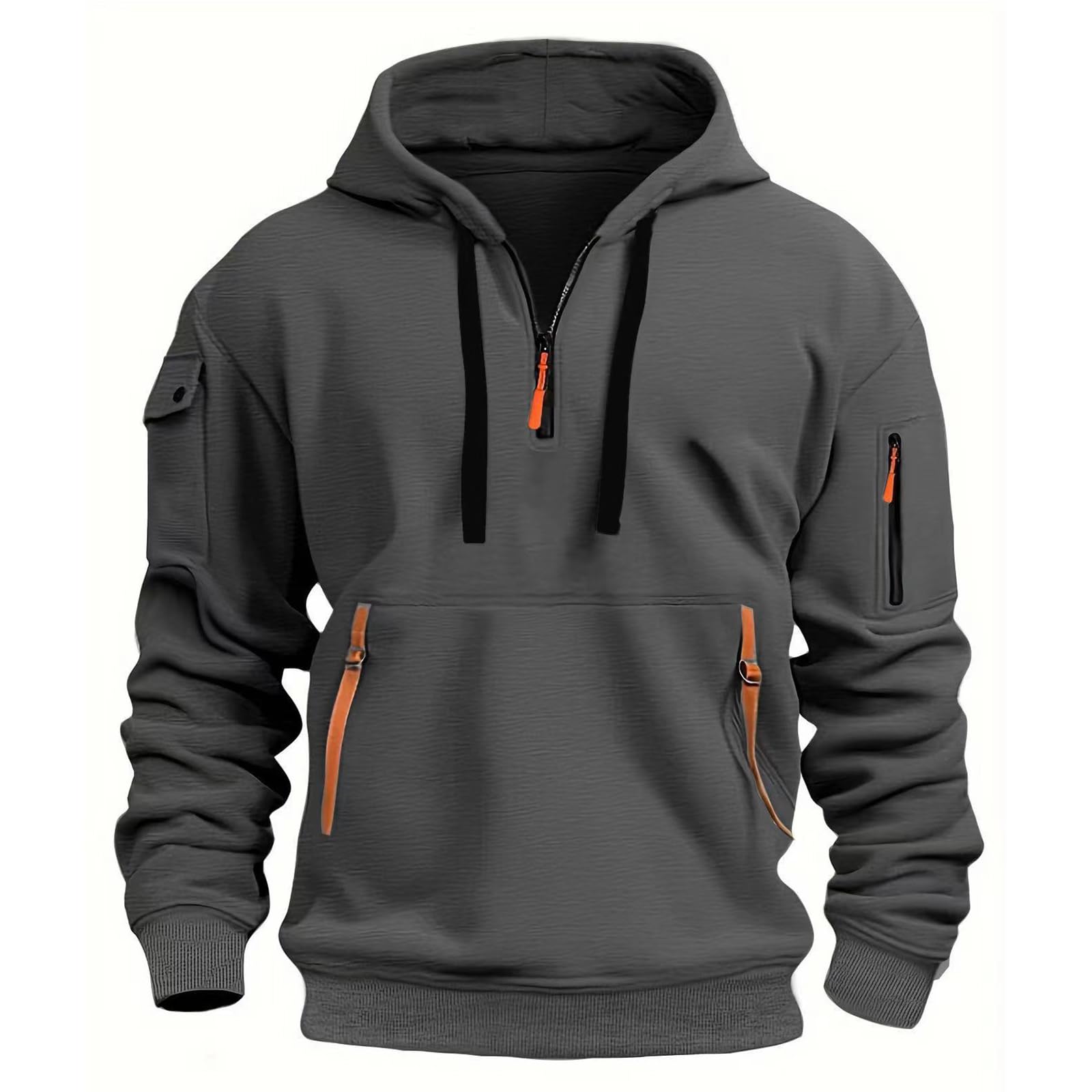 LBL Men's Hoodies Casual Pullover Hooded Sweatshirt Long Sleeve Quarter Zip Hoody Tops With Kangaroo Pocket