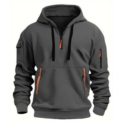 LBL Men's Hoodies Casual Pullover Hooded Sweatshirt Long Sleeve Quarter Zip Hoody Tops With Kangaroo Pocket