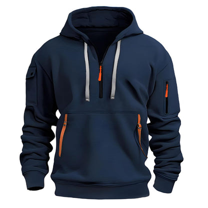 LBL Men's Hoodies Casual Pullover Hooded Sweatshirt Long Sleeve Quarter Zip Hoody Tops With Kangaroo Pocket