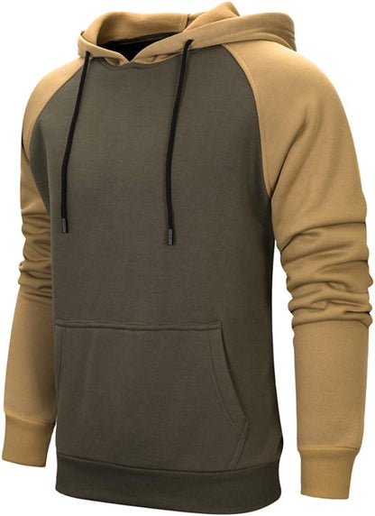 MANLUODANNI Men's Pullover Hoodies Hooded Sweatshirt Patchwork Top Casual Hoody with Kangaroo Pocket