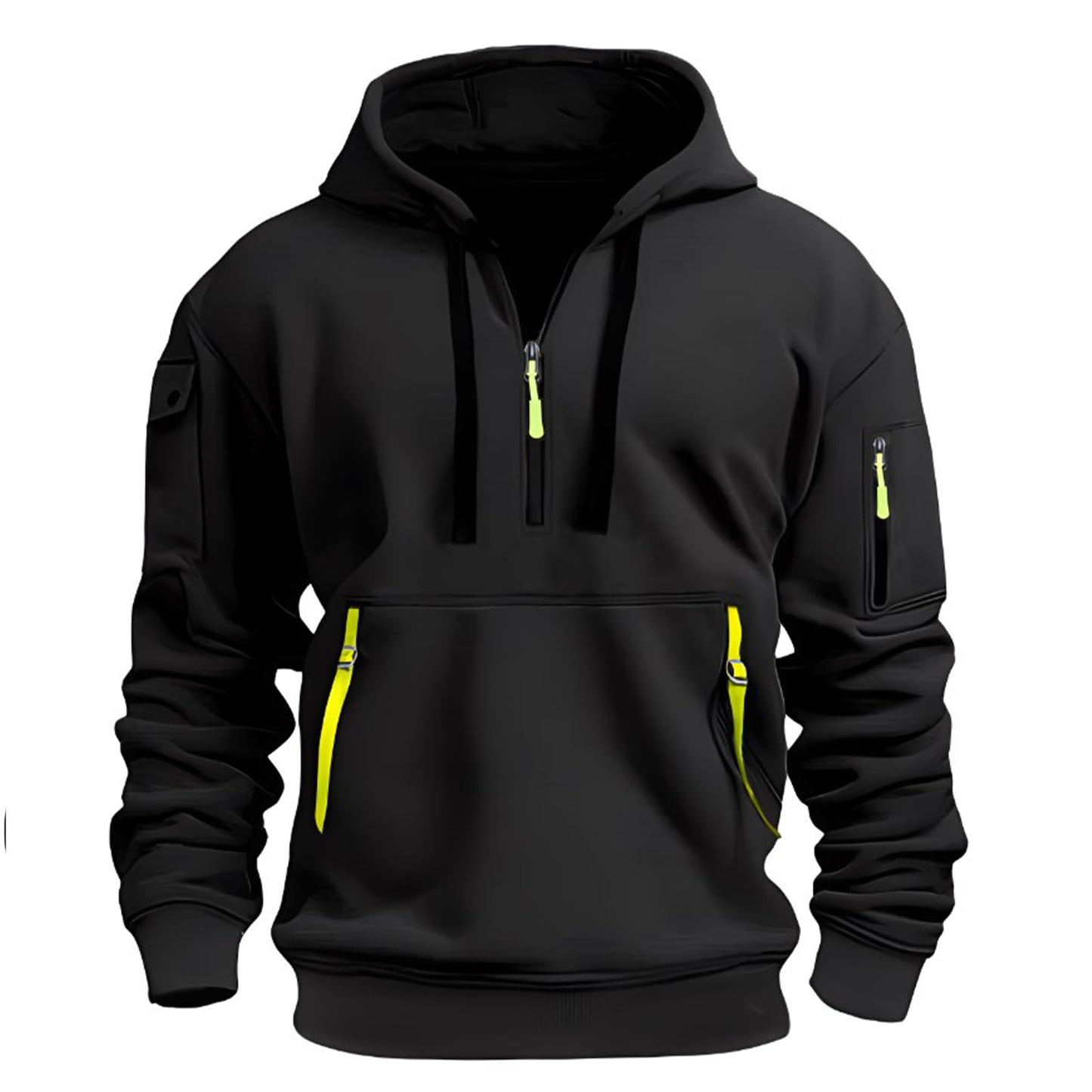 LBL Men's Hoodies Casual Pullover Hooded Sweatshirt Long Sleeve Quarter Zip Hoody Tops With Kangaroo Pocket