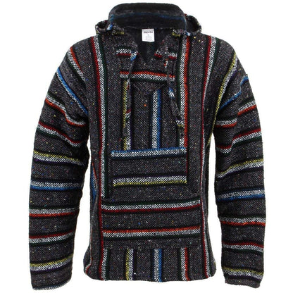 Siesta Mexican Baja Jerga Natural and Black Hooded Hippie top