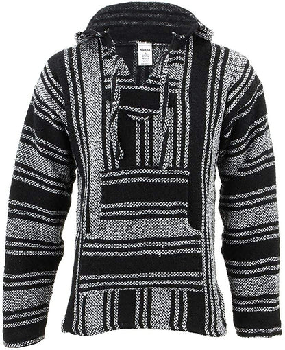 Siesta Mexican Baja Jerga Natural and Black Hooded Hippie top