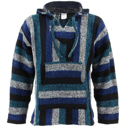 Siesta Mexican Baja Jerga Natural and Black Hooded Hippie top