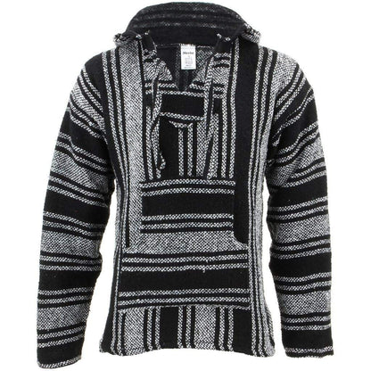Siesta Mexican Baja Jerga Natural and Black Hooded Hippie top