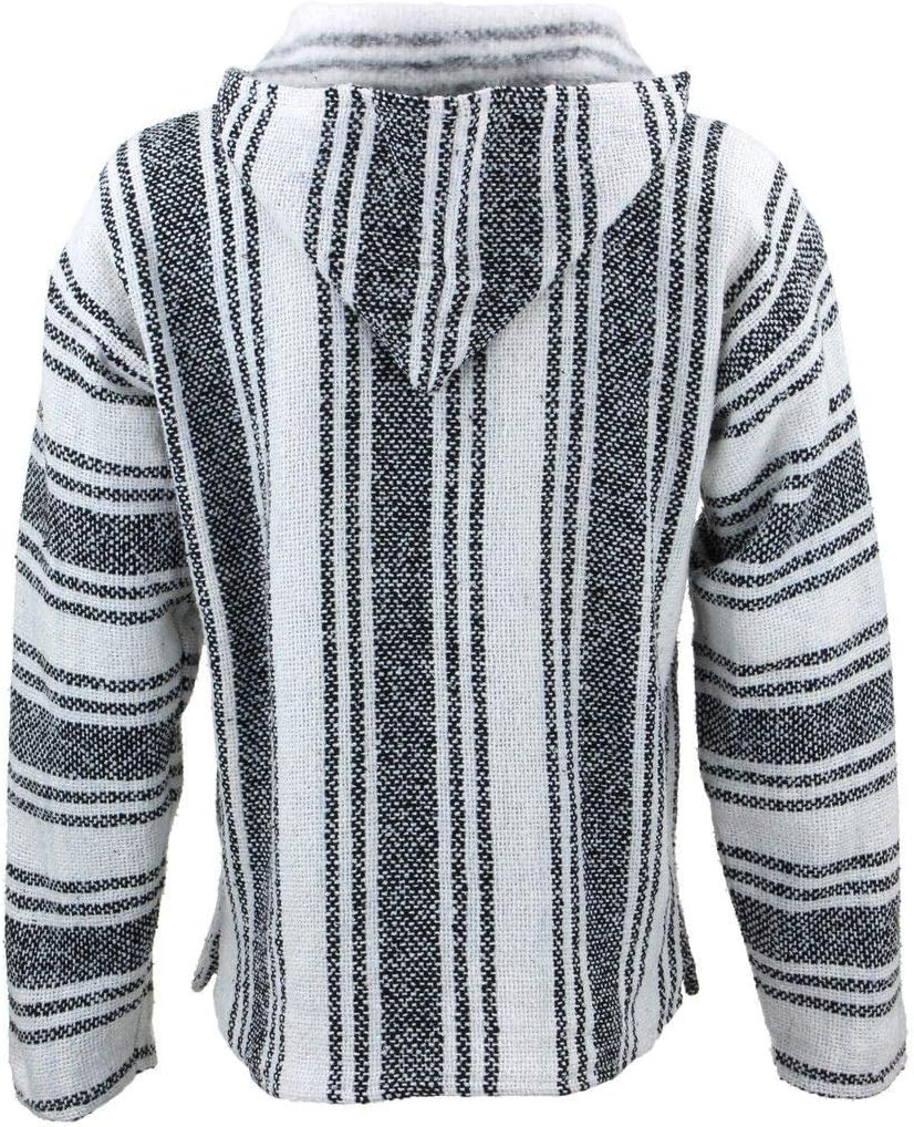 Siesta Mexican Baja Jerga Natural and Black Hooded Hippie top