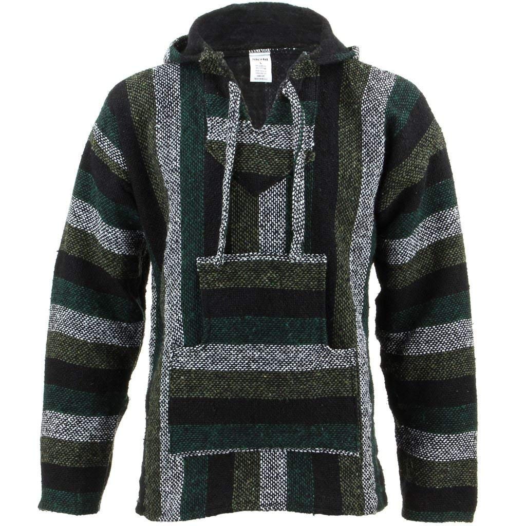 Siesta Mexican Baja Jerga Natural and Black Hooded Hippie top