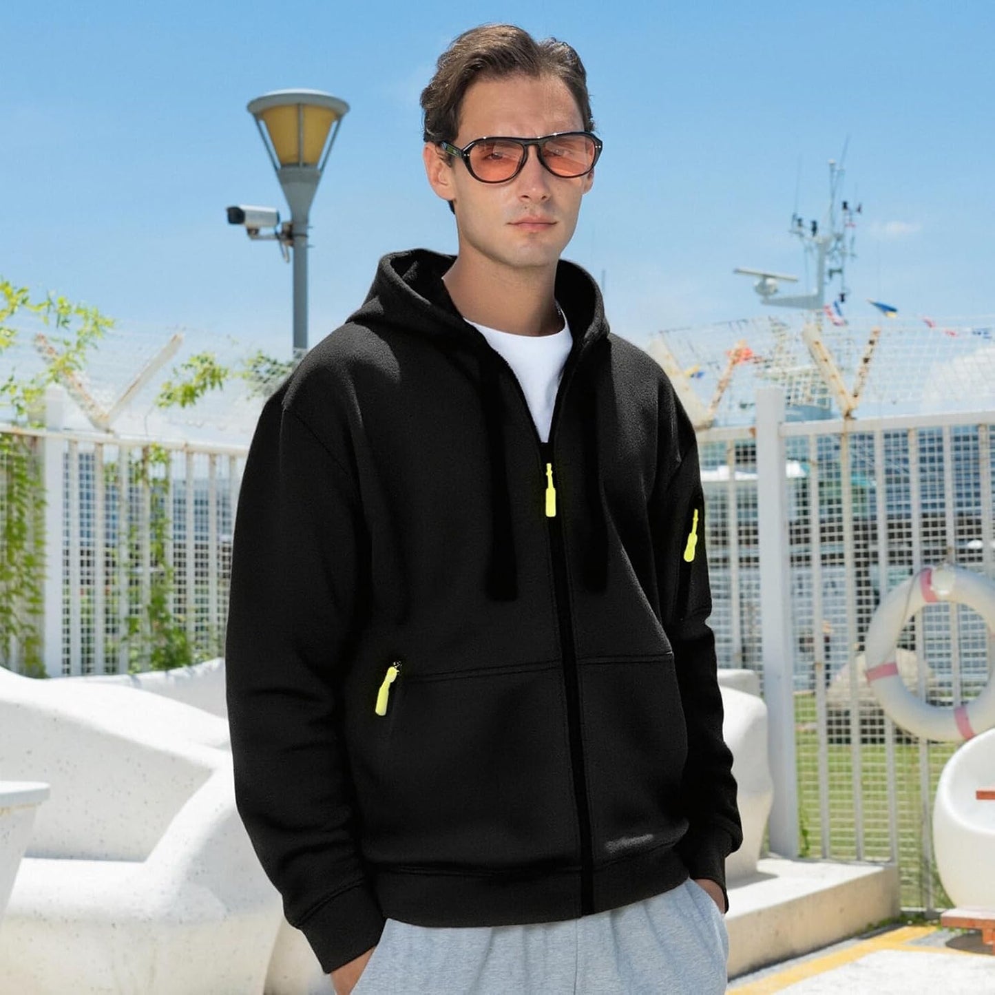 LBL Men's Hoodies Casual Pullover Hooded Sweatshirt Long Sleeve Quarter Zip Hoody Tops With Kangaroo Pocket