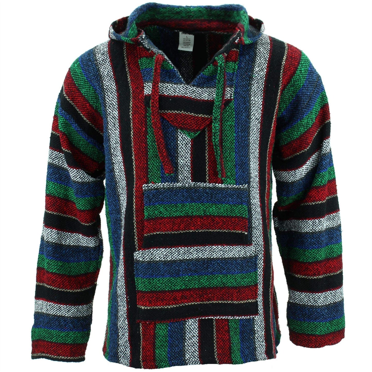 Siesta Mexican Baja Jerga Natural and Black Hooded Hippie top