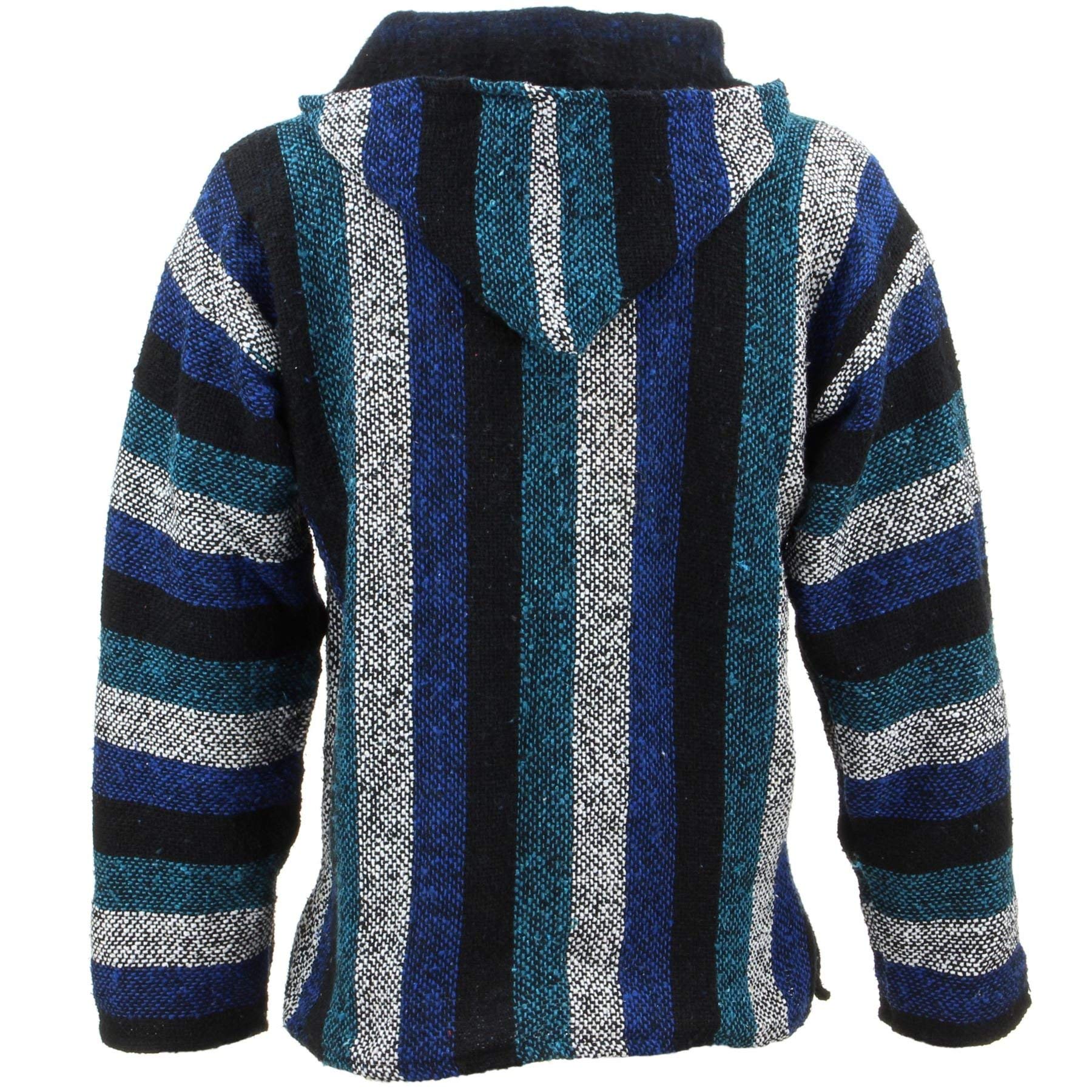 Siesta Mexican Baja Jerga Natural and Black Hooded Hippie top