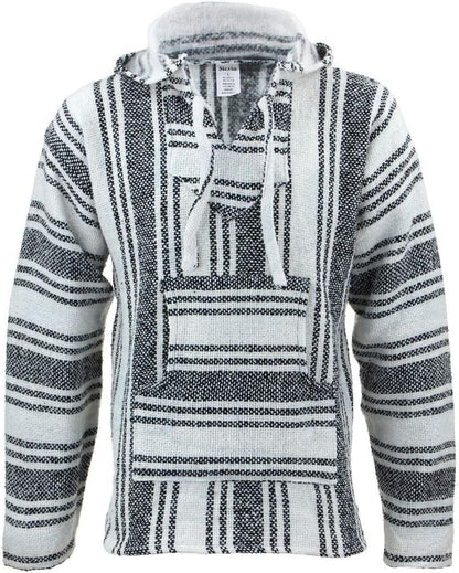 Siesta Mexican Baja Jerga Natural and Black Hooded Hippie top