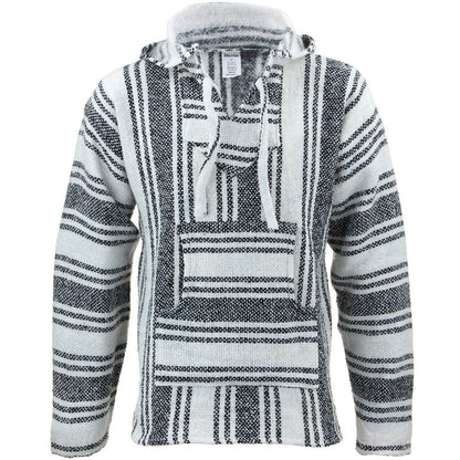 Siesta Mexican Baja Jerga Natural and Black Hooded Hippie top