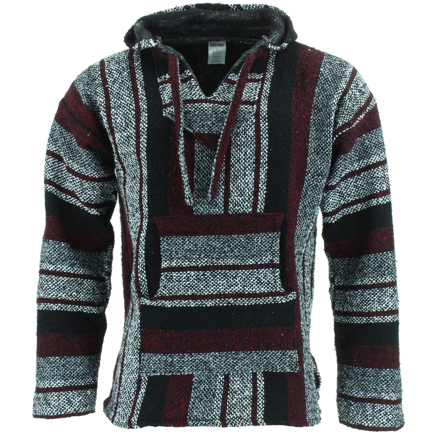 Siesta Mexican Baja Jerga Natural and Black Hooded Hippie top