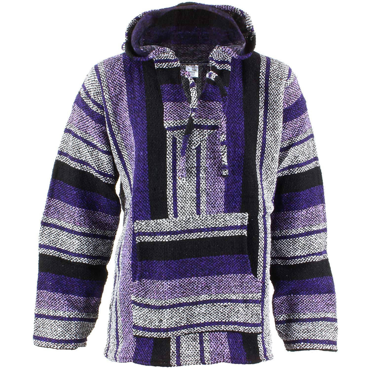 Siesta Mexican Baja Jerga Natural and Black Hooded Hippie top