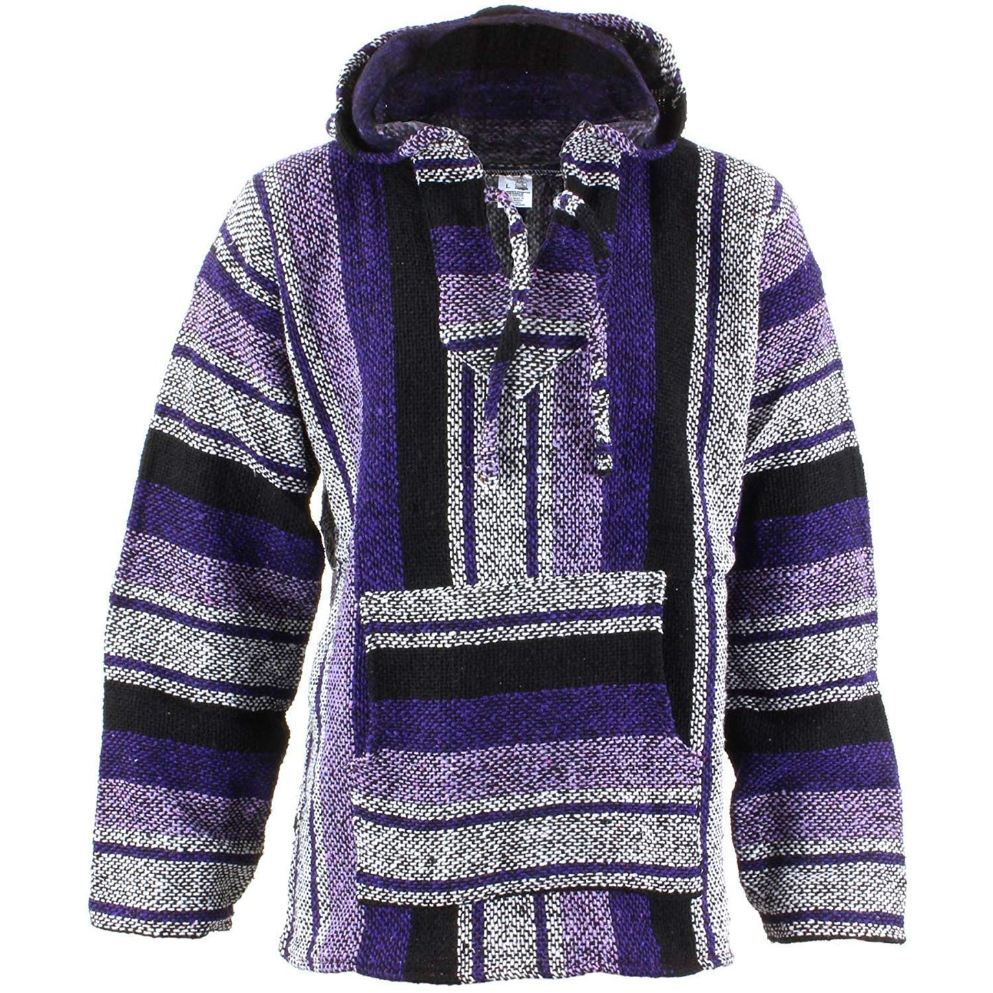 Siesta Mexican Baja Jerga Natural and Black Hooded Hippie top
