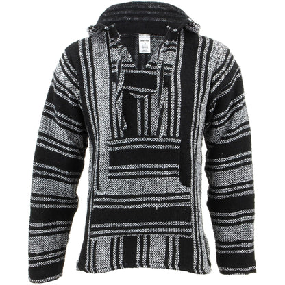 Siesta Mexican Baja Jerga Natural and Black Hooded Hippie top