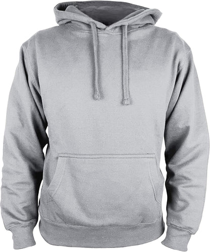 Martes | Mens Plain long sleeve Hoodie Fleece Pull-Over | Soft and comfy Adult Top Sweatshirt Hoodies | Work and longe wear | Non-zip Up | Uni-Sex | 80% Cotton 20% Polyester | Heather Grey