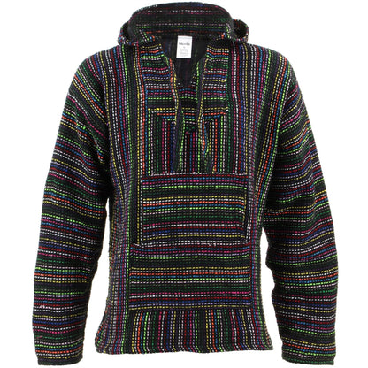 Siesta Mexican Baja Jerga Natural and Black Hooded Hippie top