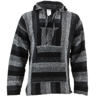Siesta Mexican Baja Jerga Natural and Black Hooded Hippie top