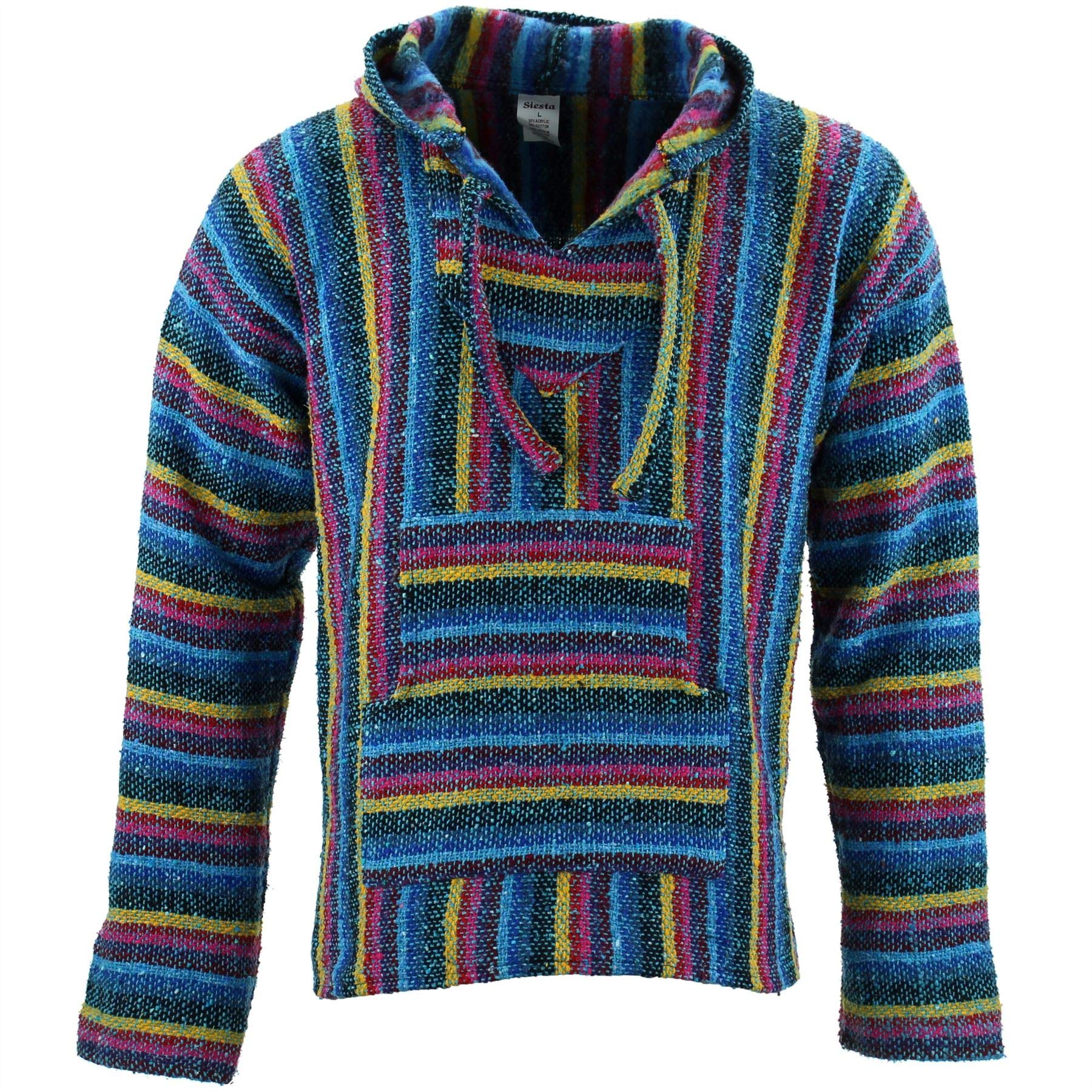 Siesta Mexican Baja Jerga Natural and Black Hooded Hippie top