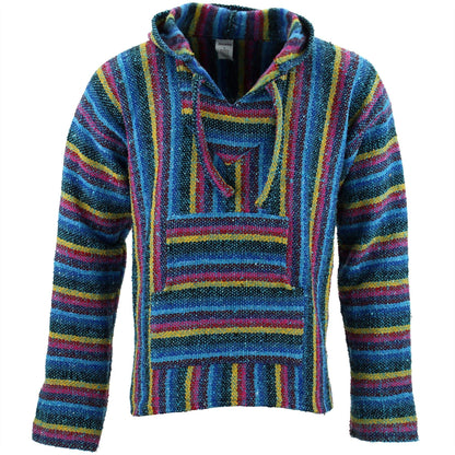 Siesta Mexican Baja Jerga Natural and Black Hooded Hippie top