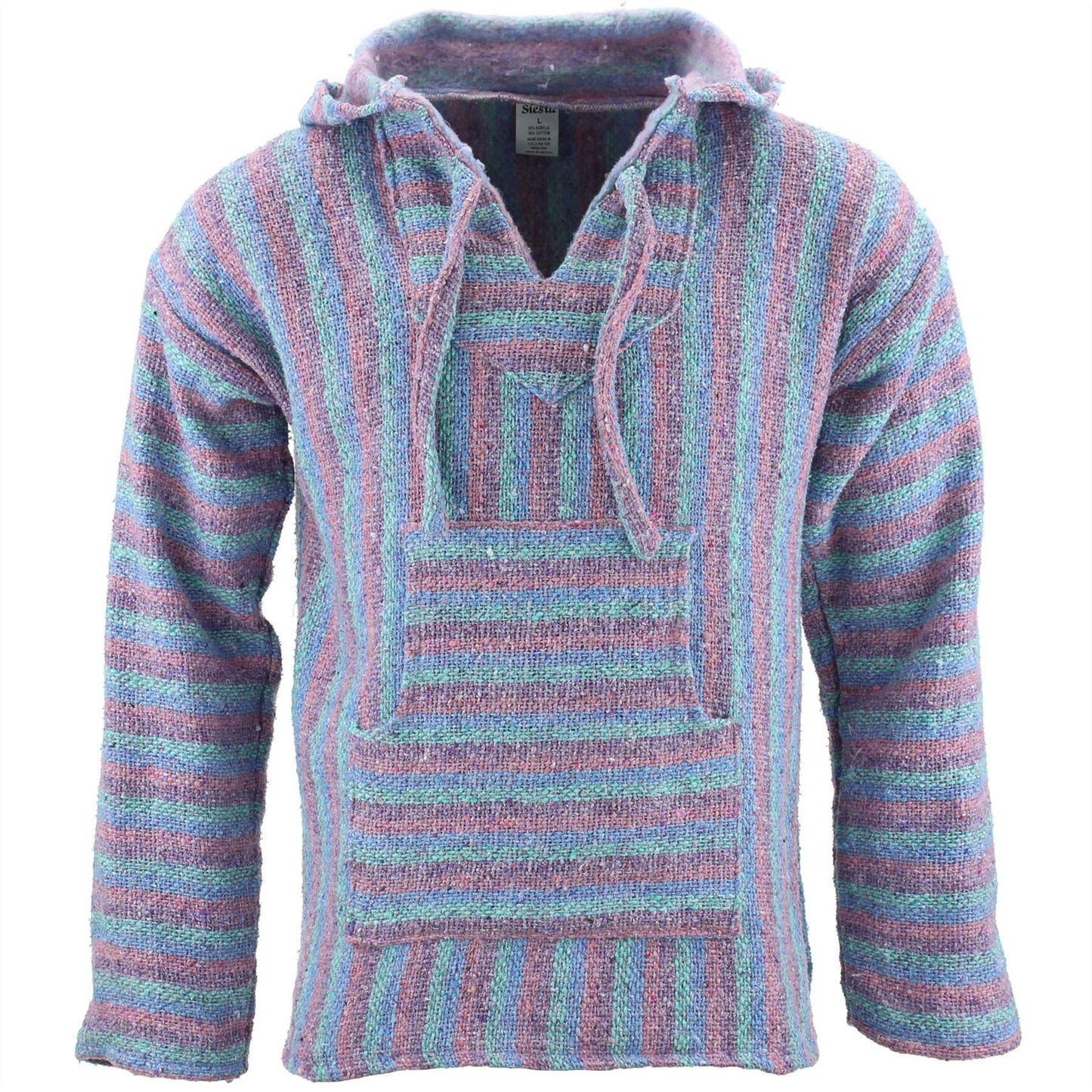 Siesta Mexican Baja Jerga Natural and Black Hooded Hippie top