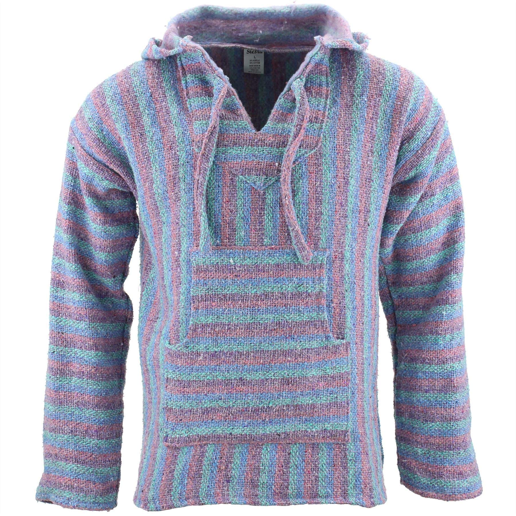 Siesta Mexican Baja Jerga Natural and Black Hooded Hippie top