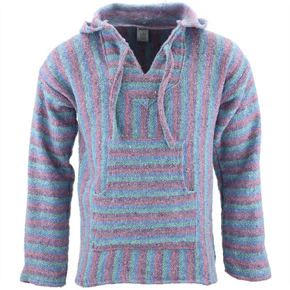 Siesta Mexican Baja Jerga Natural and Black Hooded Hippie top