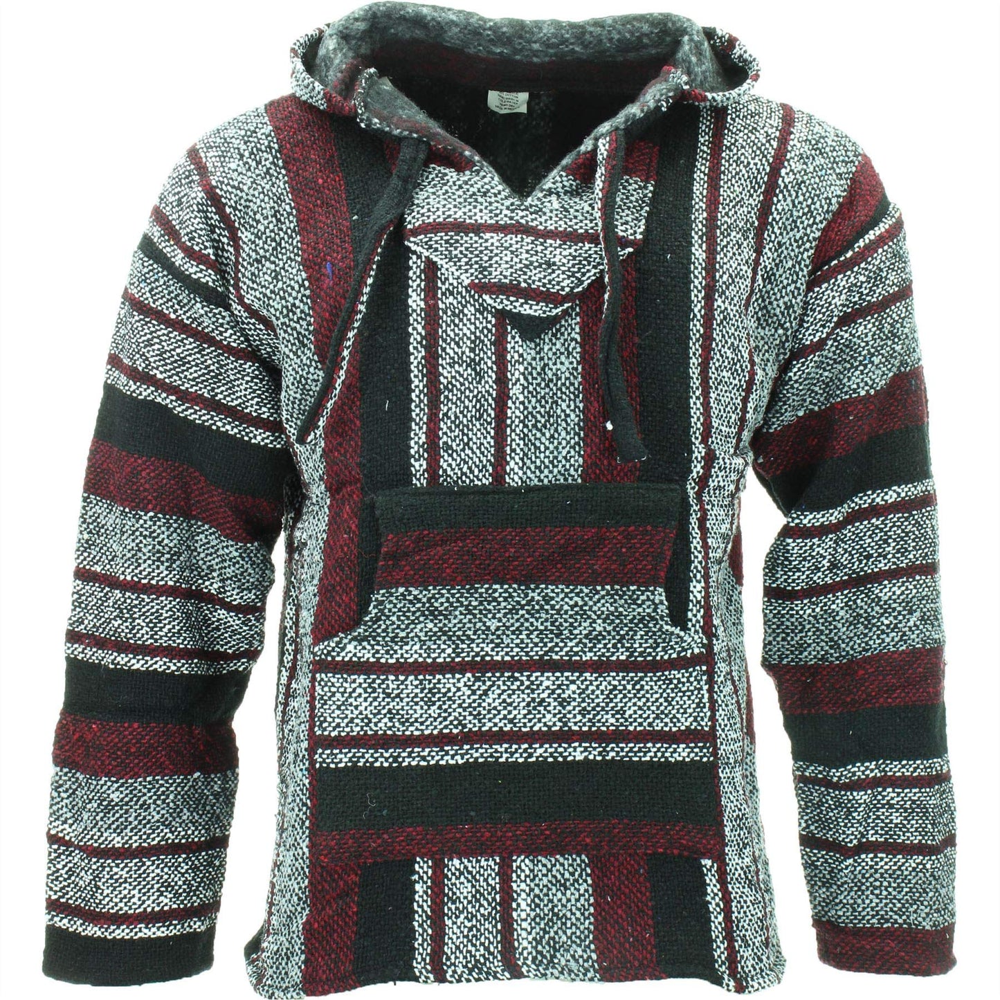 Siesta Mexican Baja Jerga Natural and Black Hooded Hippie top