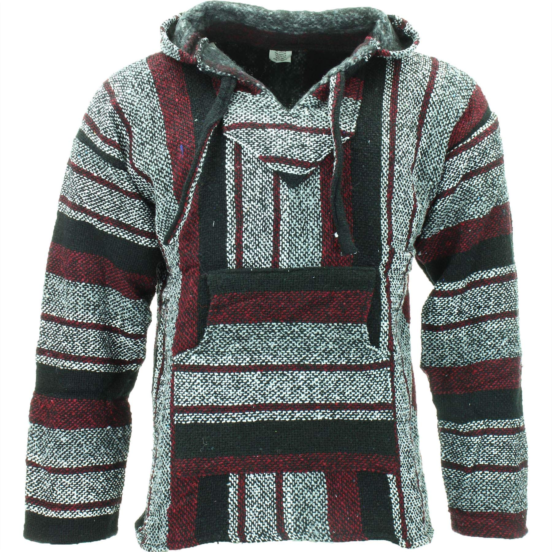 Siesta Mexican Baja Jerga Natural and Black Hooded Hippie top