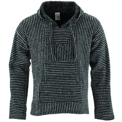 Siesta Mexican Baja Jerga Natural and Black Hooded Hippie top