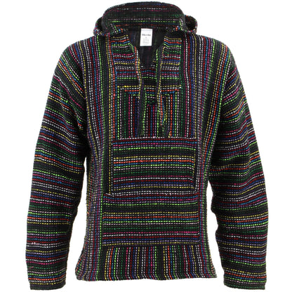 Siesta Mexican Baja Jerga Natural and Black Hooded Hippie top