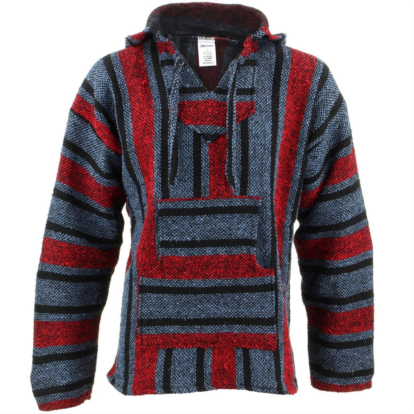 Siesta Mexican Baja Jerga Natural and Black Hooded Hippie top